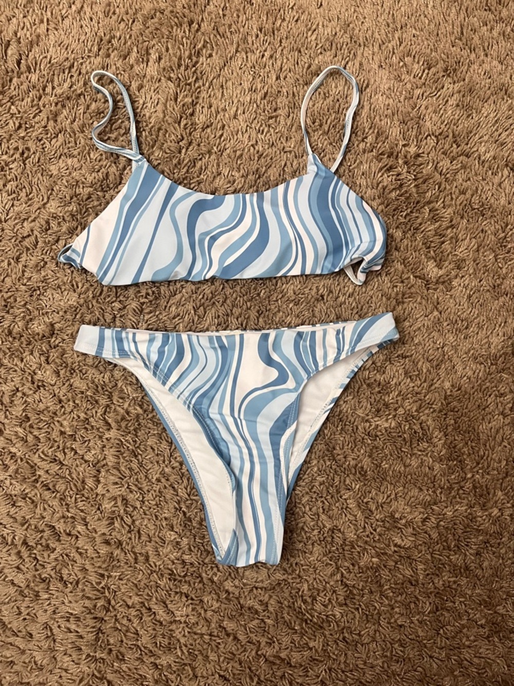 Blue & White Swirl Bikini Set